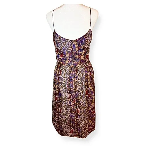 David Meister Floral Golden Thread Spaghetti Strap Cocktail Dress Size 4 - Picture 3 of 12